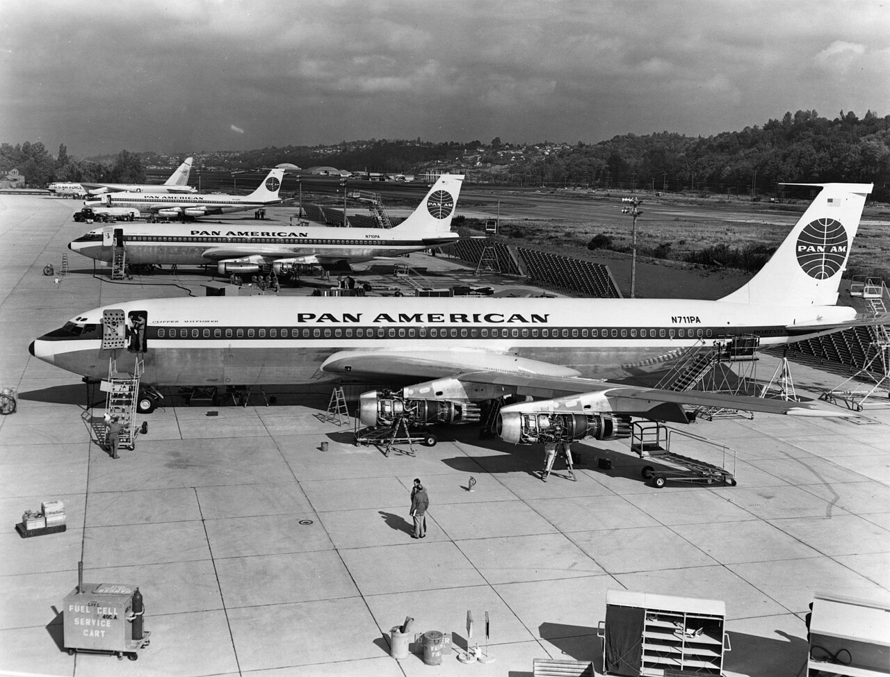 Photographie — Les premiers Boeing 707-121 de Pan Am avant livraison, Seattle, 1958