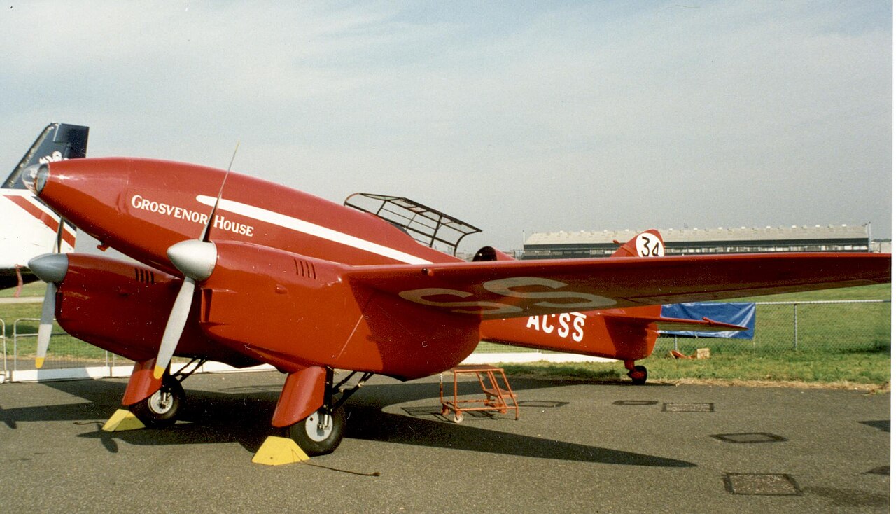 Photographie — DH.88 Comet « Grosvenor House » à Farnborough, 1988